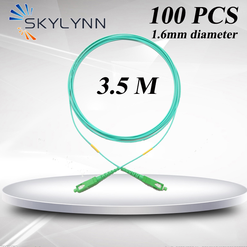 100Pcs SC/APC-SC/APC Single Mode G657A2 SX Core 1.6mm Diameter 3.5 Meter Length Fiber Blue Optic Patch Cord For French Telecom