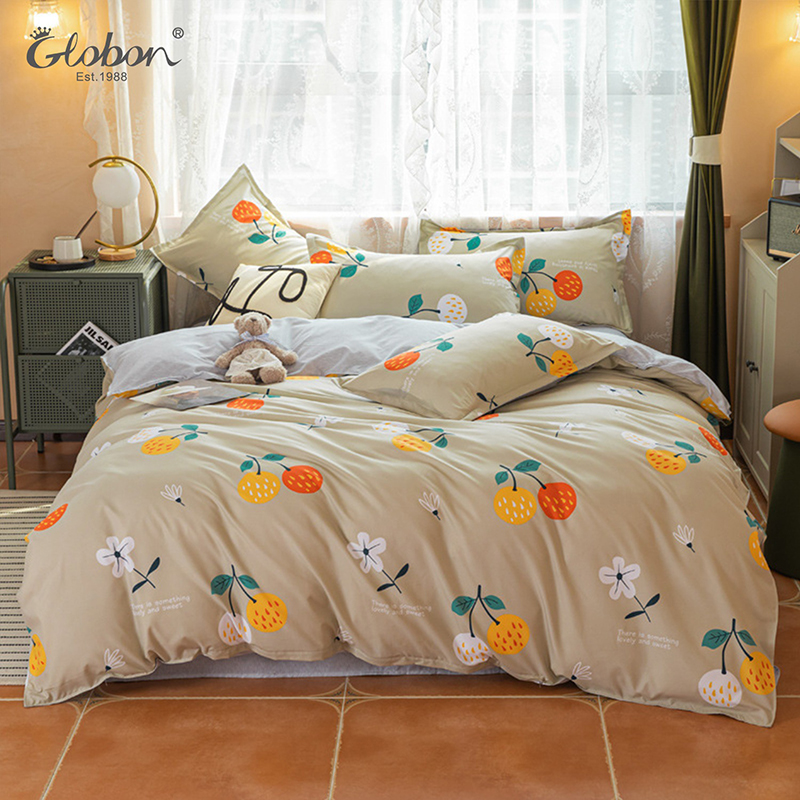 Globon Flower Print Bedding Set With Pillowcase Cotton Soft Comforter Duvet Cover Sets Queen King Size 4 pcs