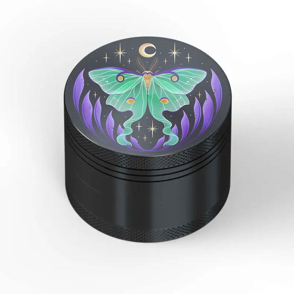 Moon Butterfly 40MM 4-Layer Metal Herbal Herb Tobacco Grinder Black Grinders Smoking Pipe Smoking Accessories