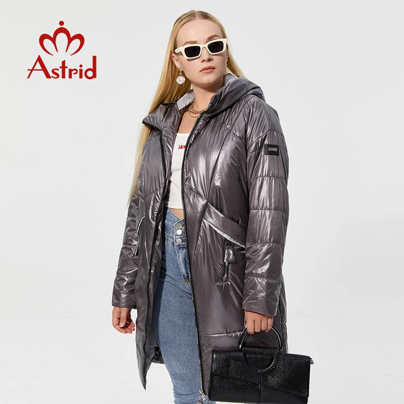 Astrid  women's Autumn winter jacket Mid-length Coat Hooded plus size  Women's Jacket Thin Cotton Warm Parka AM-9790