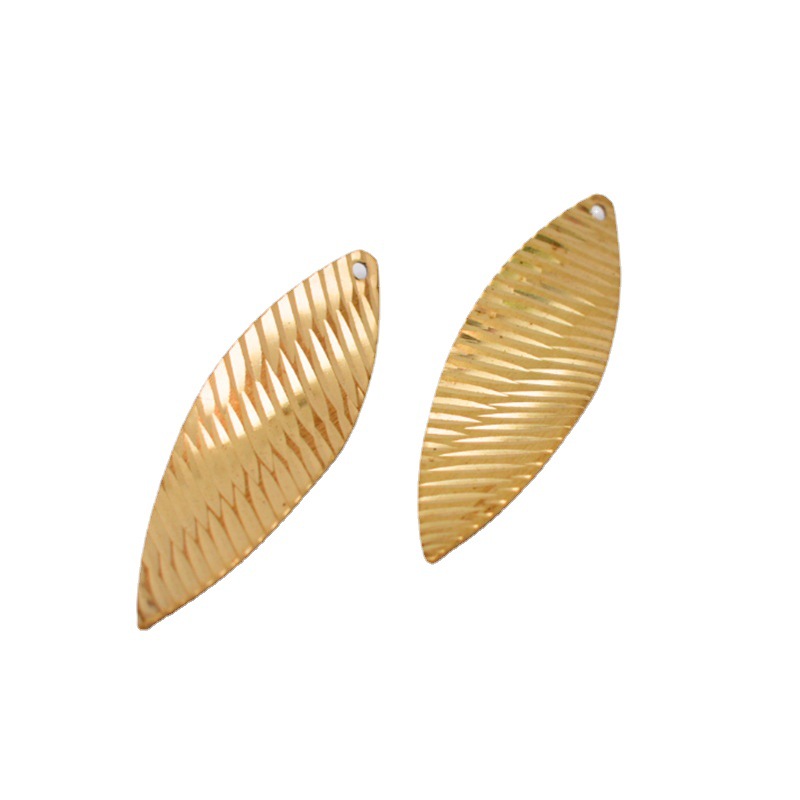 10Pcs/Lot Raw Brass 10x33mm Teardrop Leaf Charm Pendant For Handmade Hanging Jewelry Findings Making Earrings Supplies