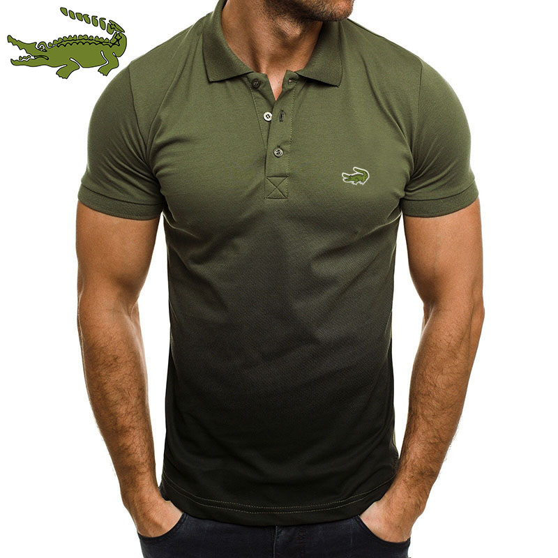High  Men's cotton printed polo shirt spring， summer and autumn business leisure high  Lapel shirt