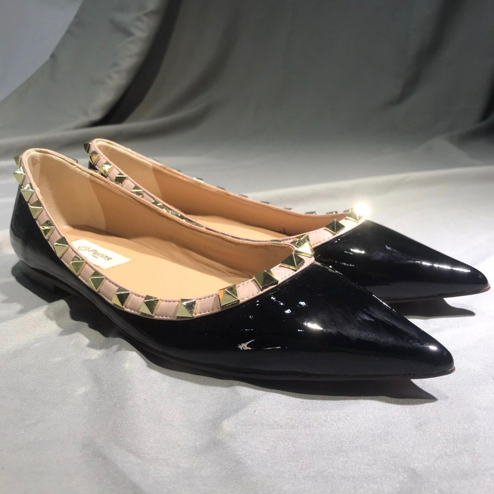 Black Patent Leather Womens Flats
