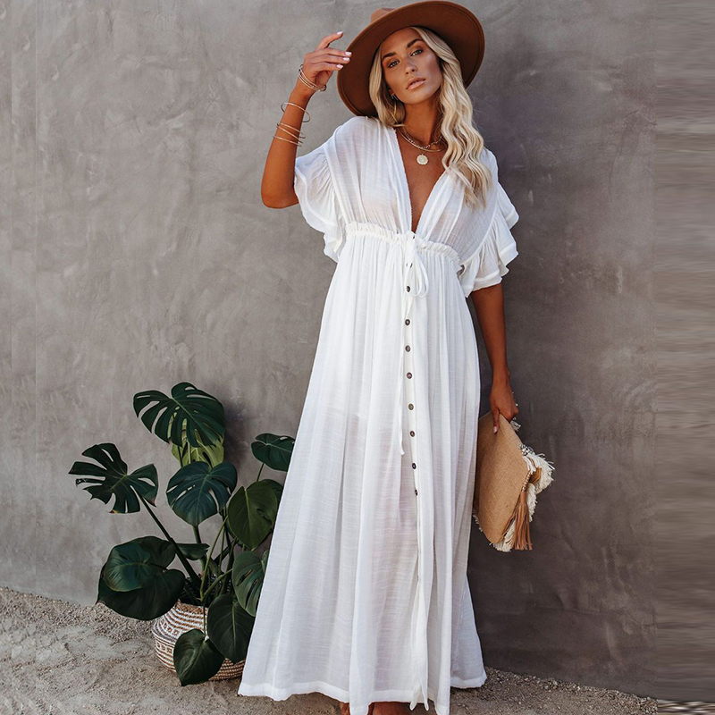 Maternity Dress Summer Beach Dress Women's Pregnant V-neck Solid Ruffled Sexy Dress Pography Props Breastfeeding Vestidos