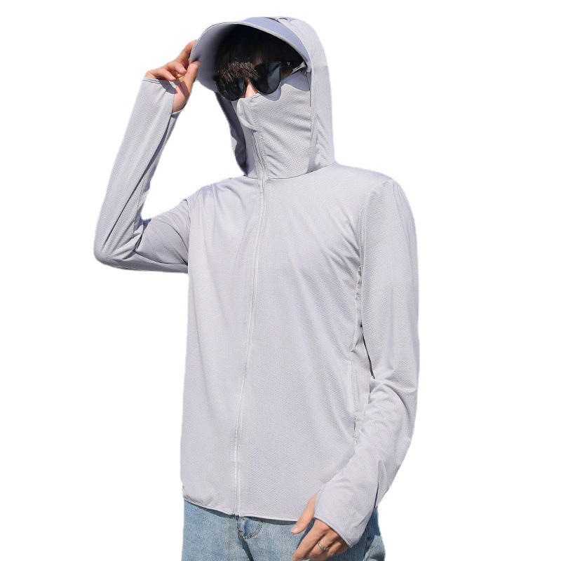 Thin Breathable Outdoor UPF 50+ Men's Long Sleeve Sun Protection T-shirt Outdoor Fishing Hoodie Ice Silk Sunscreen Clothes