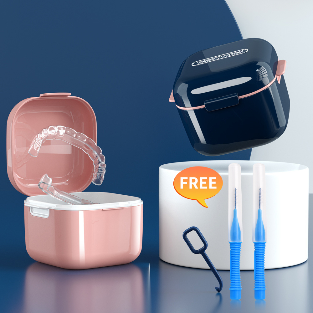 High  Orthodontic Retainer Braces Storage Box Soaking Invisible Teeth Denture Cleaning Tooth Storage Portable Belt case