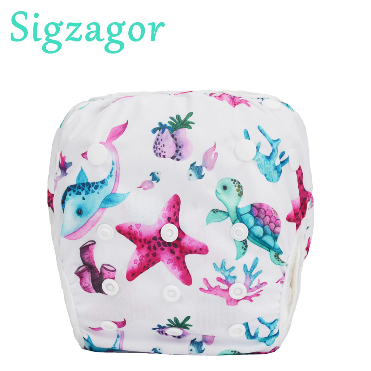 [Sigzagor] 1 LARGE Big Swim Diaper，Nappy Pants One Size OS All In One Nappy Reusable Baby Girl Boy Toddler，18lbs-55lbs，8kg-25kg