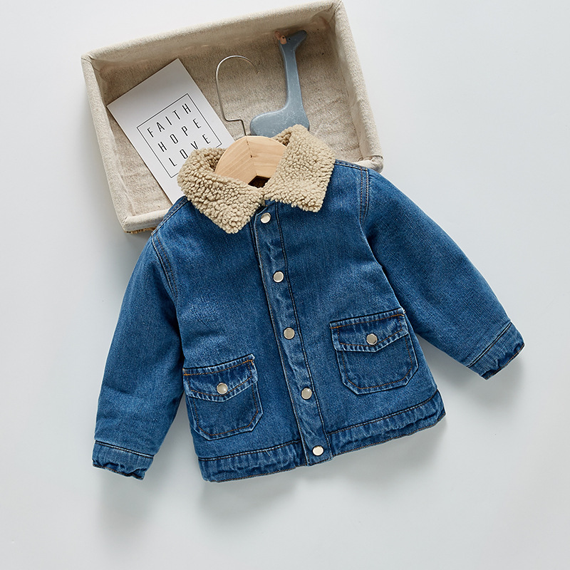   Coats Children Clothing Autumn Baby Girls Clothes Outerwear Long Sleeve Fleece Jean Jackets Coat Winter