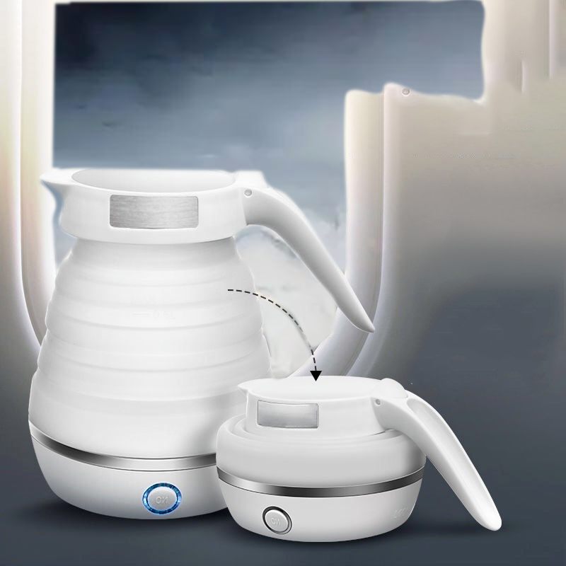 600Ml Food Grade Silicone Folding Kettle for Home Outdoor Camping Hiking Eu Plug Travel Electric Foldable Kettle
