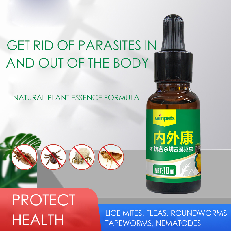 Parrots and pigeons deworming， feather lice， roundworms， fleas and lice， deworming inside and outside 10ml