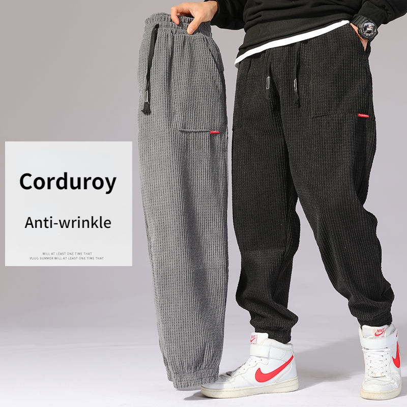 ARENS Winter Corduroy Warm Pants Black Thick Trousers Male Baggy Casual Grey Home Pants Plus Velvet  Streetwear Hip Hop