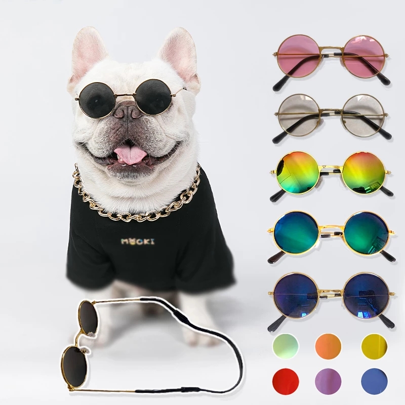 Lovely Vintage Round Cat Sunglasses Reflection Eye wear glasses For Small Dog Cat Pet Pos Pet Products Props Accessories
