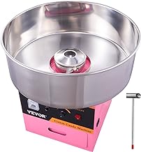 VEVOR Electric Cotton Candy Machine, 1000W Commercial Floss Maker w/Stainless Steel Bowl, Sugar Scoop and Drawer, Perfect for Home, Carnival, Kids Birthday, Family Party, Pink