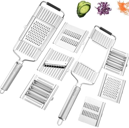 Humorous Multi-purpose Vegetable Slicer Cuts Set, Ticeda Multipurpose Vegetable Slicer, 4 in 1 Stainless Steel Multipurpose Fruit and Vegetable Slicer Peeler (Mix*2)