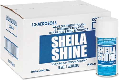 Sheila Shine Stainless Steel Polish & Cleaner | 12 x 10 oz Aerosol Spray Can| Protects Appliances from Fingerprints and Grease Marks | Residue & Streak Free |10 Oz Aerosol Can | Pack of 12