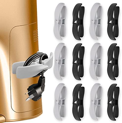 Cord Organizer for Kitchen Appliances - Upgraded Adhesive Cord Winder Wrapper Holder Cable Organizer for Small Appliances, Coffee Makers, Mixer, Pressure Cookers and Air Fryers (Black+Grey, 12 Pack)