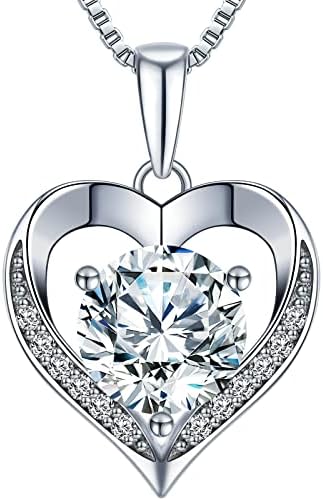 Heart Pendant Necklace Gifts for Wife, Engraved 'I LOVE YOU' Gift for Wife Girlfriend, 1-3 carat Moissanite D Color (VVS1) , Anniversary Eternity Jewelry Present for Wife, Birthday Gifts for Women Wif