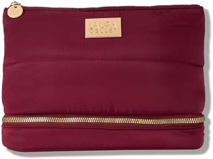 LAURA GELLER NEW YORK Quilted Makeup Bag - Toiletry Bag Organizer for Travel - Large Capacity Full Size Makeup Bag - Easy to Clean (Quilted with Brush Case)