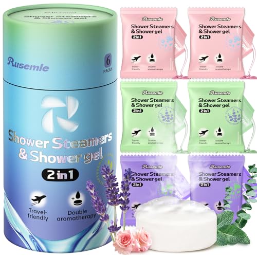 Shower Steamers Aromatherapy, 6 Pack Shower Bombs & 6 Pack Body Wash, Birthday Gifts for Women with Essential Oils, SPA Gifts for Women Mom, Christmas Gifts Stocking Stuffers for Adults Women