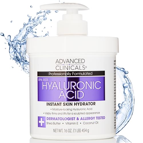 Advanced Clinicals Hyaluronic Acid Body Lotion & Face Moisturizer W/Vitamin E | Hydrating Firming Lotion Minimizes Look Of Wrinkles, Stretch Marks, & Crepey & Dry Skin | Skin Care Products, 16 Oz