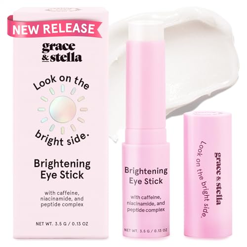 grace & stella Under Eye Brightener Stick (0.13 Oz), 3% Caffeine Eye Stick for Dark Circles & Fine Lines, Firming Eye Balm Stick with Peptides & Niacinamide, Vegan & Cruelty-Free Under Eye Balm