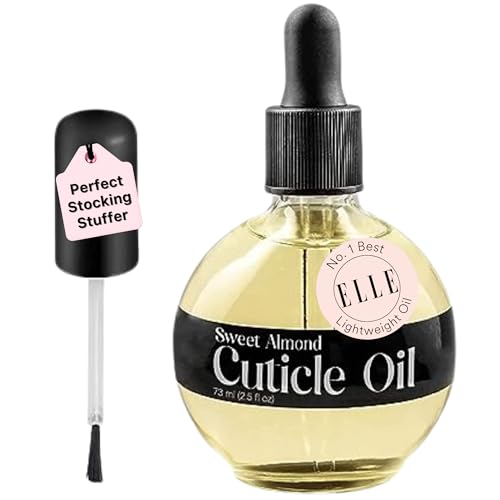 C CARE Sweet Almond Cuticle Oil For Nails - Stocking Stuffer Holiday Gift - Repairs Cuticles Overnight - Moisturizes and Strengthens Nails and Cuticles - Dropper & Brush included - 2.5oz