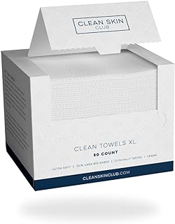 Clean Skin Club Clean Towels XL™, 100% USDA Biobased Face Towel, Disposable Face Towelette, Makeup Remover Dry Wipes, Ultra Soft, 50 Ct, 1 Pack