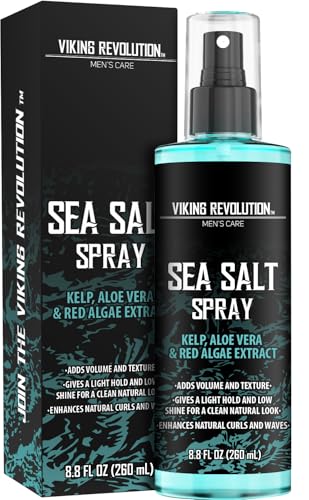Viking Revolution Sea Salt Spray for Hair Men - Hair Texturizing Spray with Kelp, Aloe Vera and Red Algae Extract - Surf Spray to Add Volume and Texture Sea Salt Spray for Men Beach Hair Spray - 8.8oz