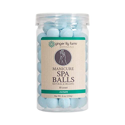 Ginger Lily Farms Botanicals Manicure Spa Balls Ocean, Manicure Soak Balls Replenishes Moisture, Softens and Conditions Skin, 8 Ounces, 80-Count