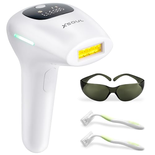 XSOUL At-Home IPL Hair Removal for Women and Men Permanent Hair Removal 999,999 Flashes Painless Hair Remover on Armpits Back Legs Arms Face Bikini Line, Corded
