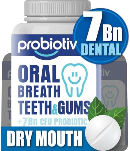 Oral Probiotics for Mouth Bad Breath 7 Billion CFU – Chewable Dental Probiotic for Teeth and Gums & Fresh Breath, Combats Dry Mouth, Halitosis & Supports Gut Health (30 Count (Pack of 1))