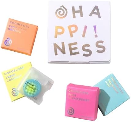 Cocofloss Woven Dental Floss, Dentist-Designed Oral Care, Waxed, Vegan, Kid-Friendly, with Coconut Oil, 4-Pack of Mint, Coconut, Orange, Strawberry (33 yard Each)