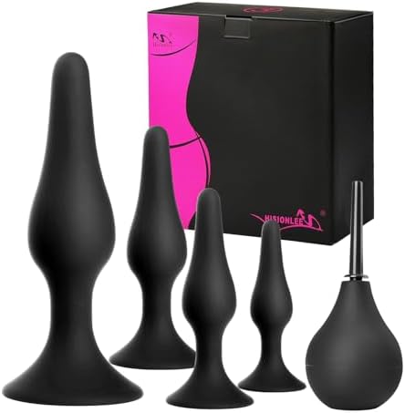 Hisionlee Sex Toys 5PCS Anal Plug Set Silicone Anal Butt Plug Adult Sex Toys for Women,Men and Beginners(Black)