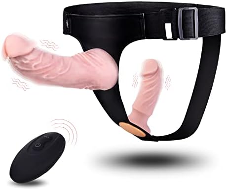 Harness Strap-On Vibration Realistic Dildos with 10 Strong Modes 2 Dildos Silicone Anal G-spot Stimulation Adjustable Strapless Sex Toys for Female Couple Lesbian | Remote Control