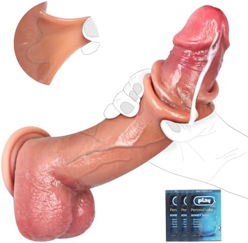 Realistic Movable Foreskin Dildos,10 Inch Huge Thick Penis Dildo Sex Toys for Women,Double Silicone Dildo with Powerful Suction Cup,Compatible with Strap-On Harness,Adult Sex Toys for Vaginal or Anal