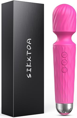 Vibrator Wand, Female Adult Sex Toys, Vibrators for Her, Wand Massager, Clit Stimulator Sex Toy, Dildo, with 8 Speeds of Pleasure & 20 Patterns, Powerful, Waterproof (Rose)