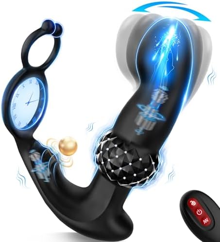 BEISAR Prostate Massager Anal Vibrator, Male Sex Toys for Men Sex Toy Anal Plug Anal Toys Adult Toys Male Vibrator Butt Plug for Women Couples Remote Control with7 Wiggling Vibrating Dual Cock Ring