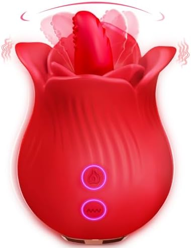 Clitoral Licking Tongue Rose Sex Toy Vibrator Stimulator for Women, Vibrating Rose Adult Women Couples Sex Toys with 10 Modes, Female Mini Clitoris Nipple Vibrator for Woman Her Pleasure