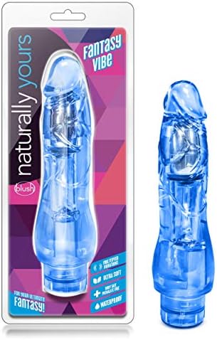 Blush Novelties Fantasy Vibe - 8.5" Long Realistic Vibrating Dildo Vibrator - 2" Thick - Soft Lifelike Feel - Variable Speed Vibrations - IPX7 Waterproof - Body Safe Sex Toy for Women - Clear Blue