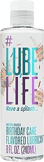 Lube Life Water-Based Birthday Cake Flavored Lubricant, Personal Lube for Men, Women and Couples, Made Without Added Sugar, 8 Fl Oz