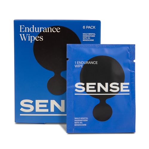 Sense Delay Wipes - Individually Wrapped Endurance Wipes for Men - Portable & Convenient Men Desensitizing Wipes with Benzocaine for Increased Stamina, Performance, Last Longer - Man Wipes, 6 Pack