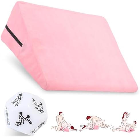 Sex Pillow Wedge Position Pillow Sex Furniture Foam Sex Cushion and Dice Sex Games for Adult Couples (Pink)