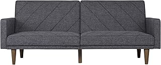 DHP Paxson 79 Inch Futon Sofa Bed, Upholstered Couch Sleeper with Diagonal Tufting, Mid-Century Modern, Gray