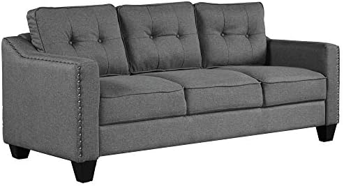 Merax 3 Pieces Sectioanal Sofa Set, Living Room Furniture Set Modern Style Button Tufted Sofa Couch with Tufted Cushions Included 3 Seater Sofa, an Loveseat and One Armchair,Gray