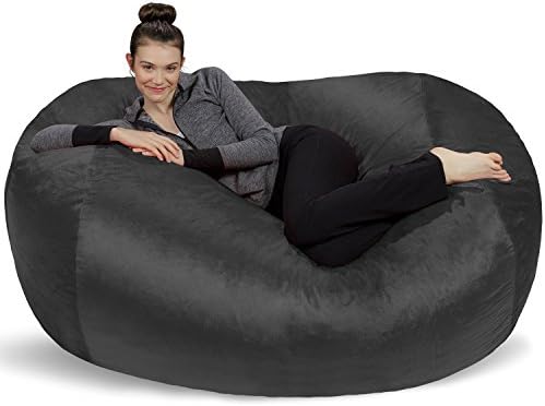 Sofa Sack Bean Bag Lounger - Plush Bean Bag Sofas with Super Soft Microsuede Cover - XL Memory Foam Stuffed Lounger Chairs for Kids, Adults, Couples - Jumbo Bean Bag Chair Furniture 6 Feet - Charcoal