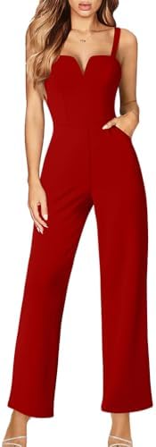 DAAWENXI Women's Casual Tank Top Sleeveless Jumpsuits Dressy Wide Leg Pants Rompers With Pockets