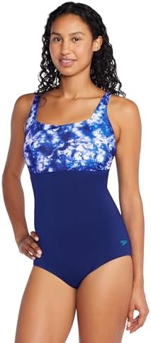Speedo Women's Swimsuit One Piece Adjustable Square Neck Moderate Cut