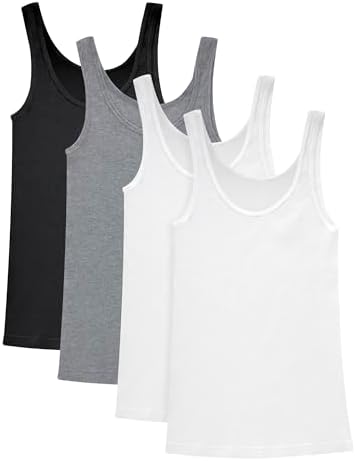 Hanes Originals Pack, Soft Cotton Rib Tank Tops for Women, 4-Pack
