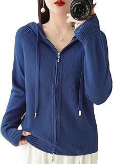 Women Wool Cardigan Sweater Autumn Winter Casual Zipper Long Sleeves Cashmere Knit Hoodie