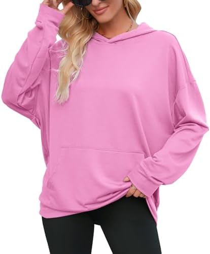 Womens Oversized Hoodies Long Sleeve Sweatshirts Drop Shoulder Pullover Shirts Top Fall Outfits with Pocket